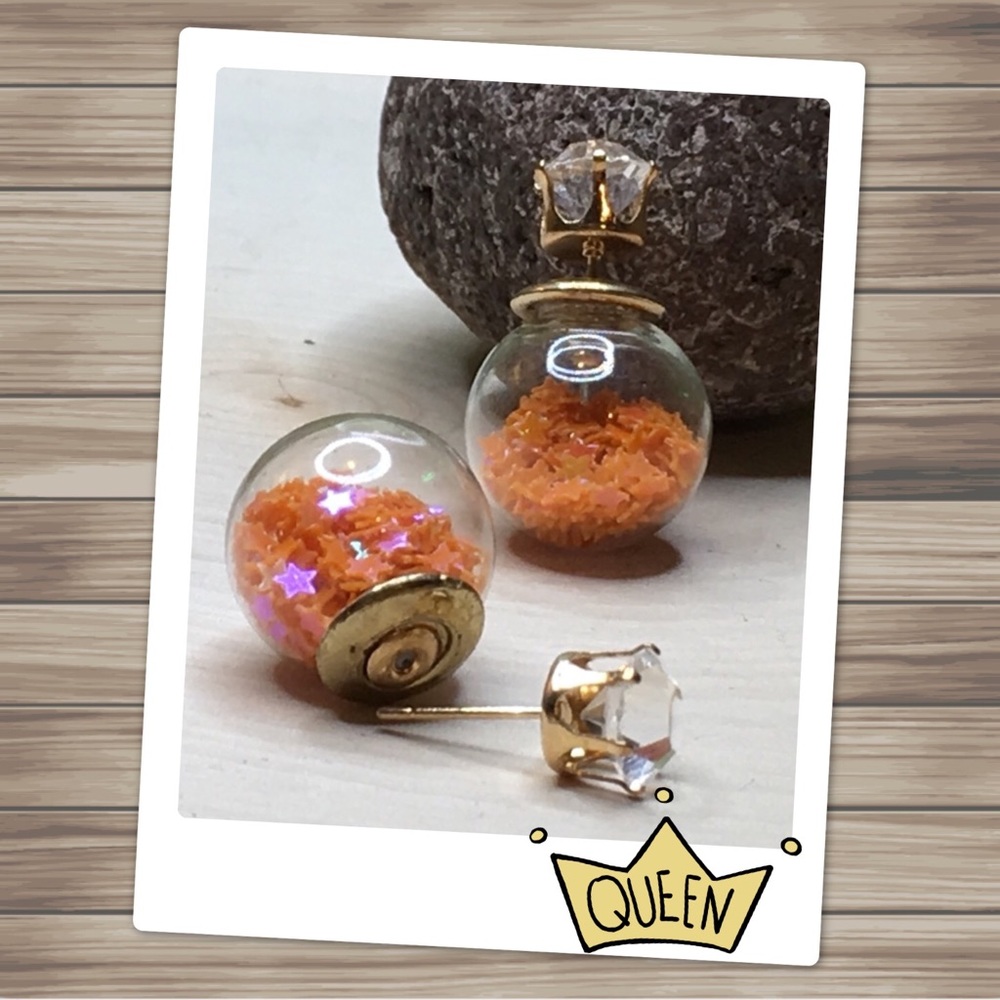 Orange Star Double Stud Earrings